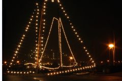 kerstverlichting op zeilboot